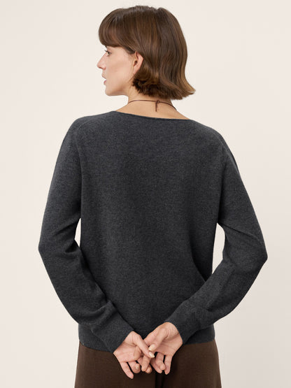 100% Mongolian Cashmere V-Neck Pullover Sweater PIPER
