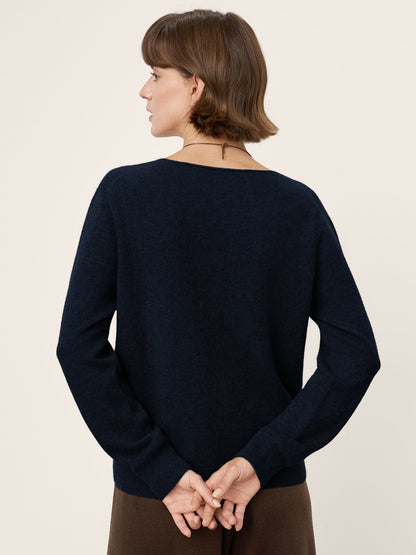 100% Mongolian Cashmere V-Neck Pullover Sweater PIPER