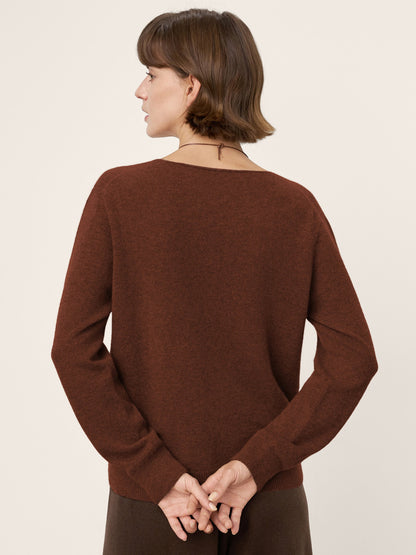 100% Mongolian Cashmere V-Neck Pullover Sweater PIPER