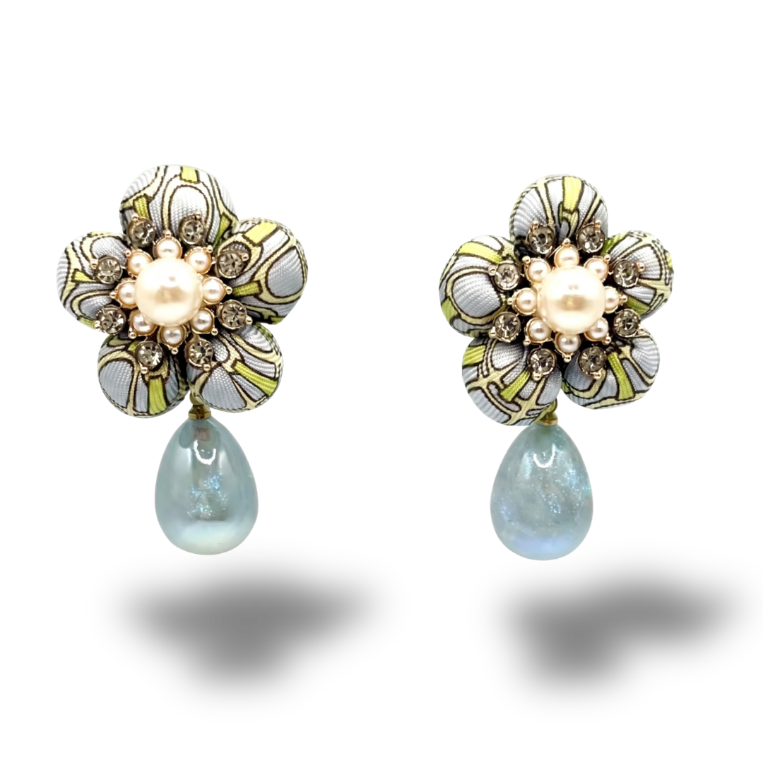Stirrup Vintage Silk Necktie Drop Earrings
