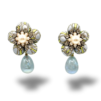 Stirrup Vintage Silk Necktie Drop Earrings
