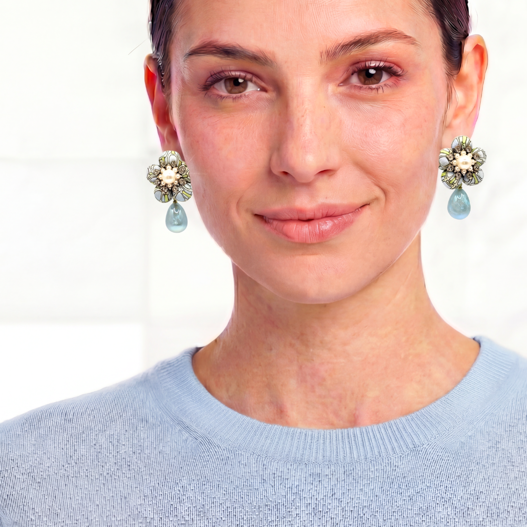 Stirrup Vintage Silk Necktie Drop Earrings