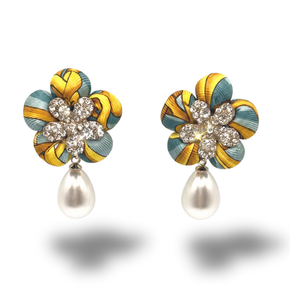 Equestrian Vintage Silk Necktie Drop Earrings