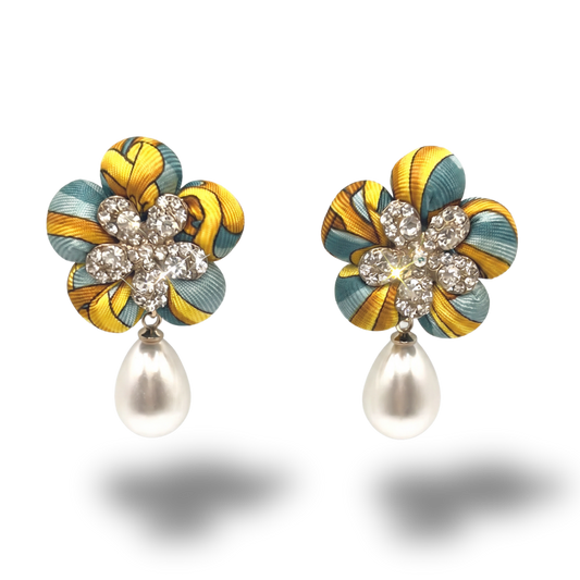 Equestrian Vintage Silk Necktie Drop Earrings