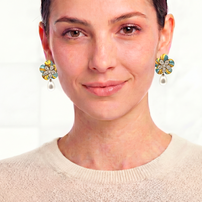 Equestrian Vintage Silk Necktie Drop Earrings