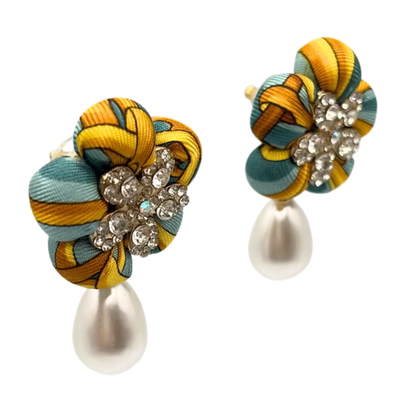 Equestrian Vintage Silk Necktie Drop Earrings