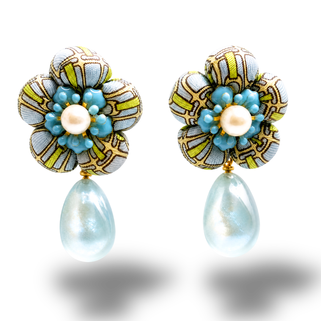 Stirrup Vintage Silk Necktie Drop Earrings