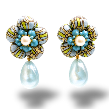 Stirrup Vintage Silk Necktie Drop Earrings