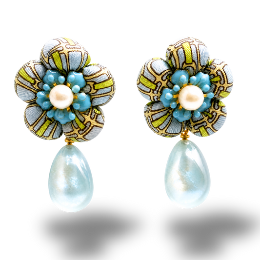 Stirrup Vintage Silk Necktie Drop Earrings