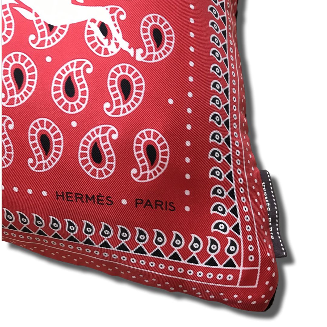 Ecuries Parisiennes Vintage Silk Scarf Pillow 22"