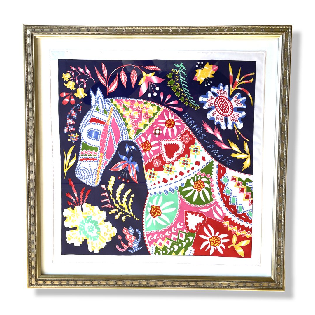 En Attendant Ulysse Framed Vintage Silk Scarf 20"