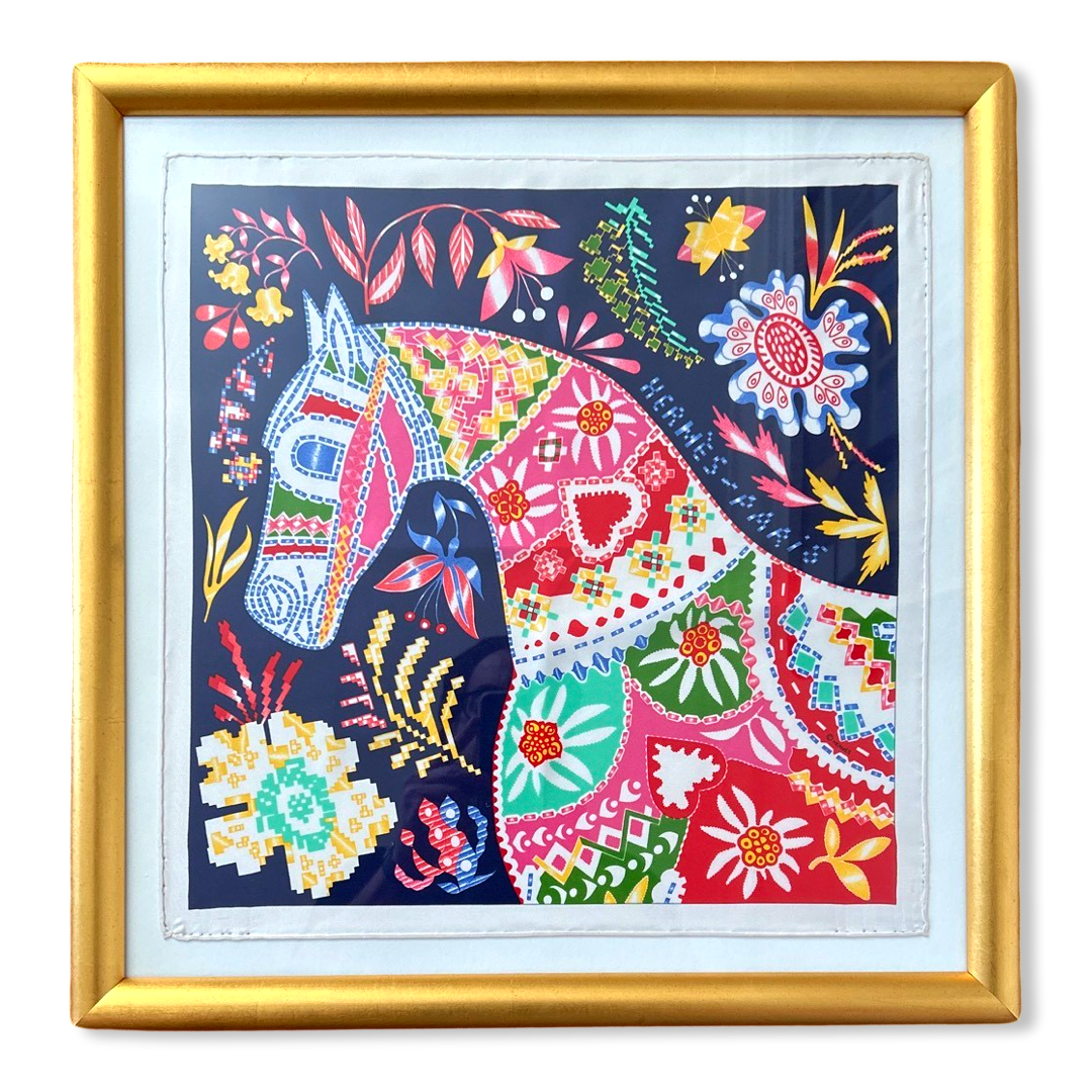En Attendant Ulysse Framed Vintage Silk Scarf 20"