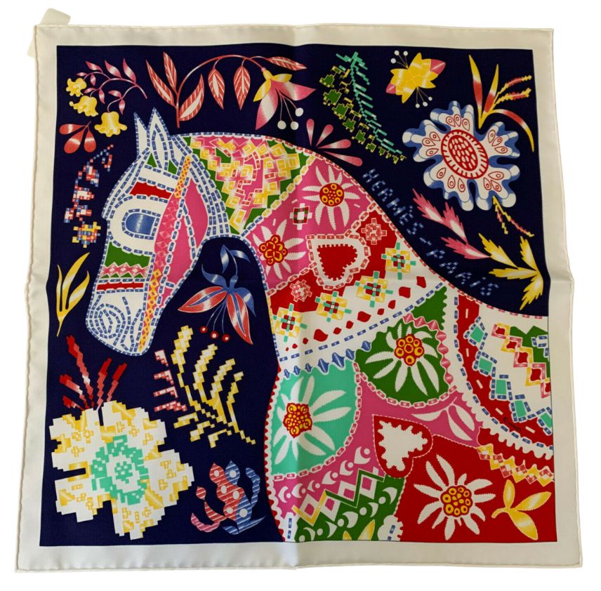 En Attendant Ulysse Vintage Silk Scarf Pillow 17"