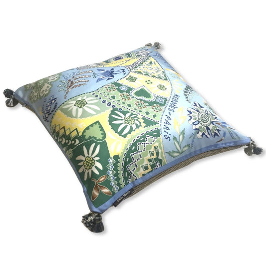 En Attendant Ulysse Vintage Silk Scarf Pillow 17"