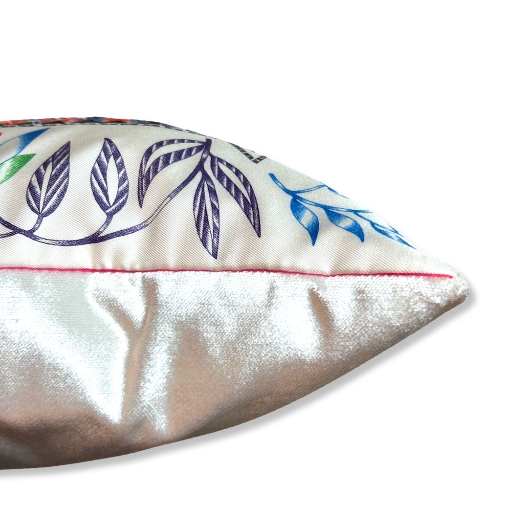 En Attendant Ulysse Vintage Silk Scarf Rose Pillow 17"