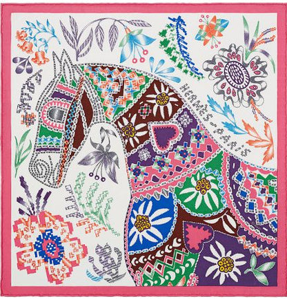 En Attendant Ulysse Vintage Silk Scarf Rose Pillow 17"
