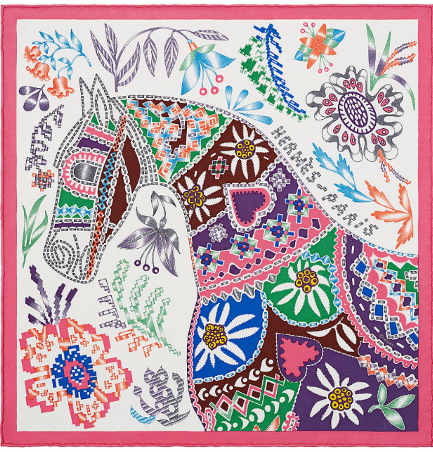 En Attendant Ulysse Vintage Silk Scarf Rose Pillow 17"
