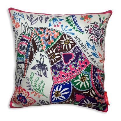 En Attendant Ulysse Vintage Silk Scarf Rose Pillow 17"