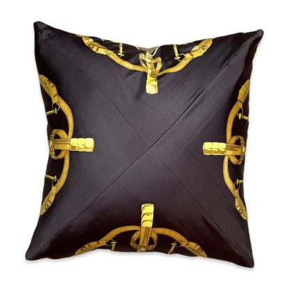 Eperon d'Or Brown Vintage Silk Scarf Pillows 24"