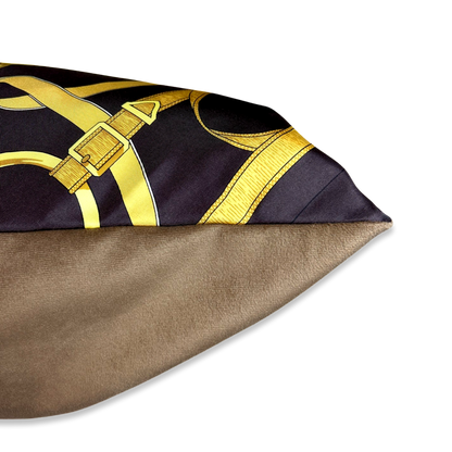 Eperon d'Or Brown Vintage Silk Scarf Pillows 24"
