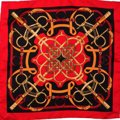 Eperon d'Or Framed Vintage Silk Scarf 20"