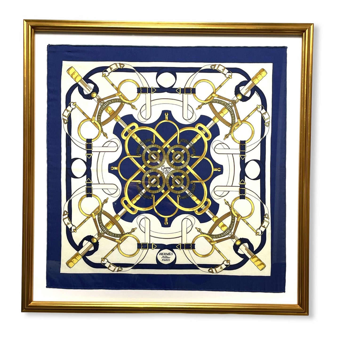 Eperon d'Or Framed Vintage Silk Scarf 20"