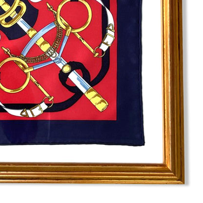 Eperon d'Or Navy Framed Vintage Silk Scarf 20”