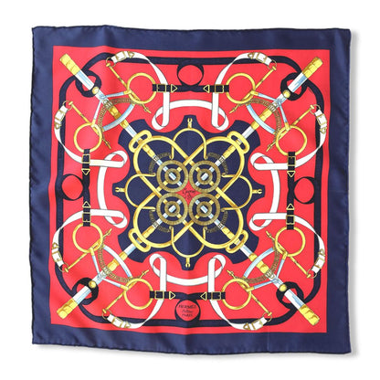 Eperon d'Or Navy Framed Vintage Silk Scarf 20”
