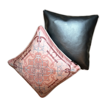 Eperon d'Or Pink Vintage Silk Scarf Pillow 17"