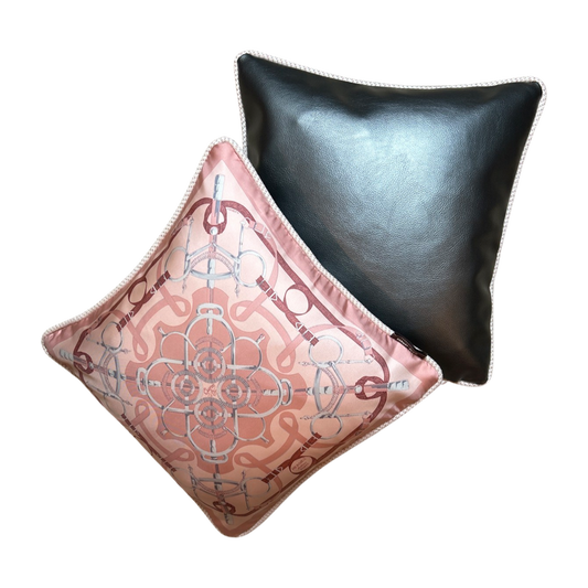 Eperon d'Or Pink Vintage Silk Scarf Pillow 17"
