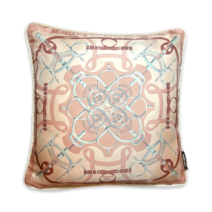 Eperon d'Or Pink Vintage Silk Scarf Pillow 17"