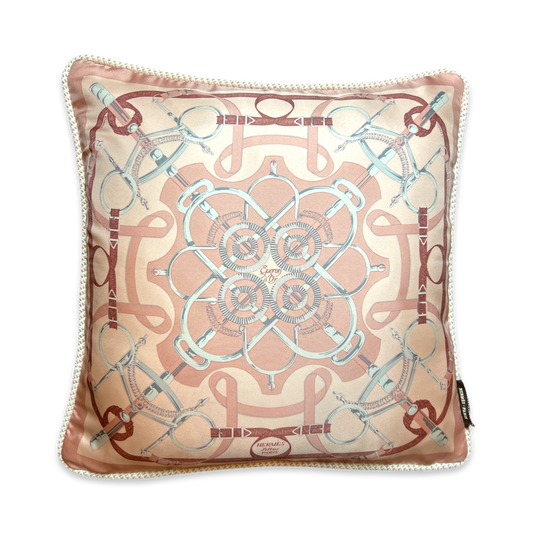 Eperon d'Or Pink Vintage Silk Scarf Pillow 17"