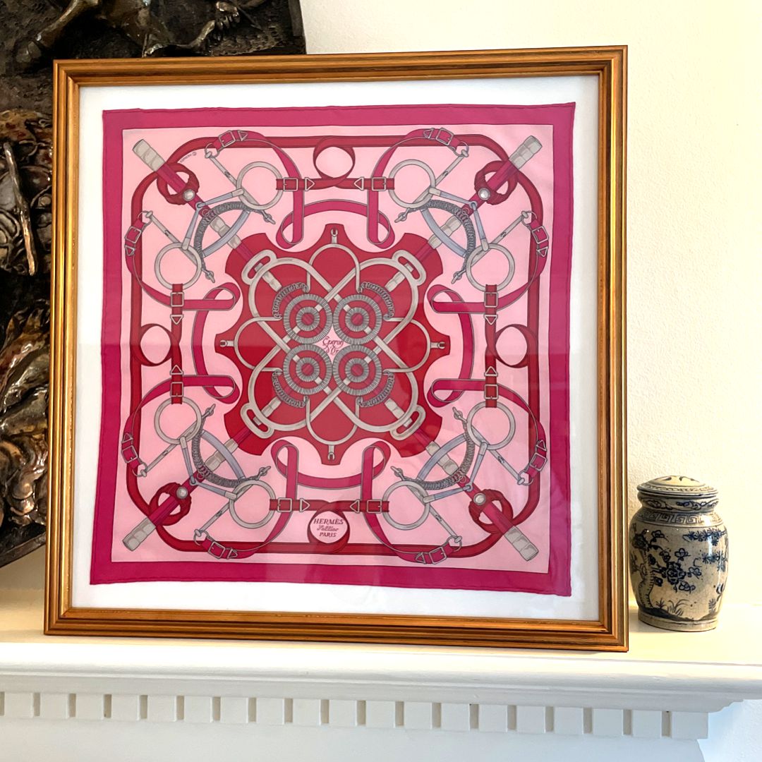 Eperon d'Or Rose Framed Vintage Silk Scarf 20"