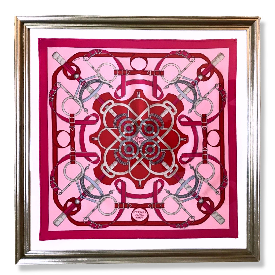 Eperon d'Or Rose Framed Vintage Silk Scarf 20"