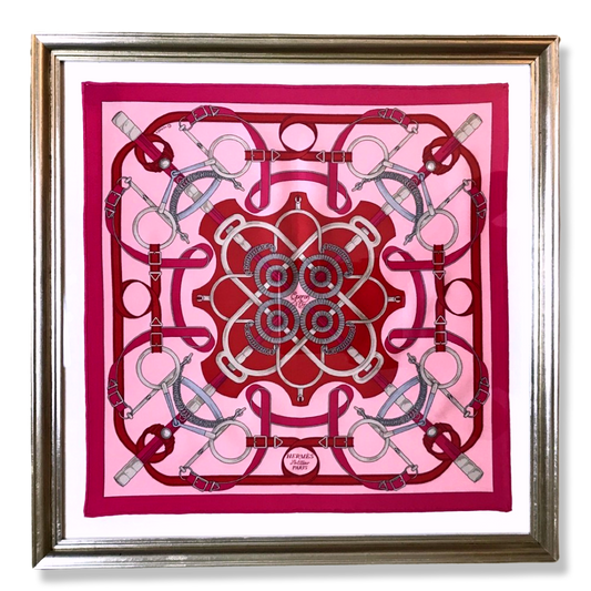 Eperon d'Or Rose Framed Vintage Silk Scarf 20"