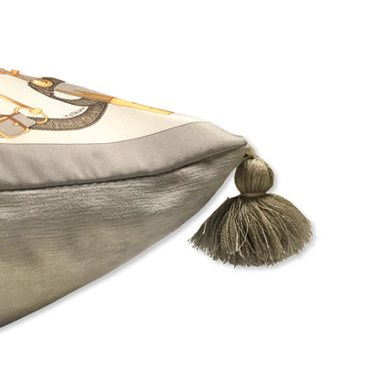 Eperon d'Or Silver Vintage Silk Scarf Pillow 17"