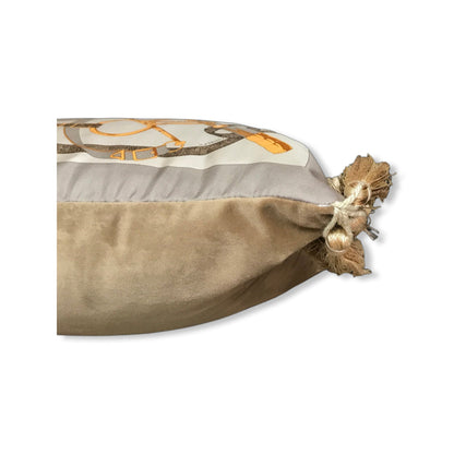 Eperon d'Or Silver Vintage Silk Scarf Pillow 17"