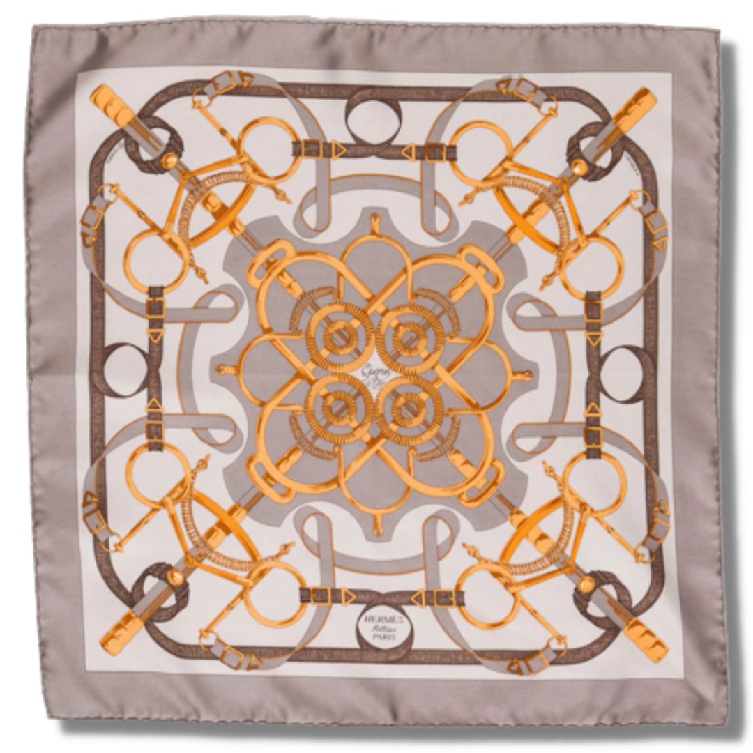 Eperon d'Or Silver Vintage Silk Scarf Pillow 17"