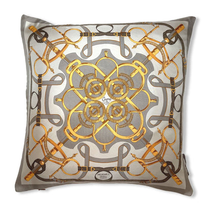 Eperon d'Or Silver Vintage Silk Scarf Pillow 17"