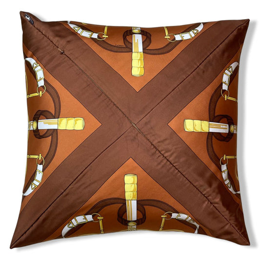 Eperon d'Or Vintage Silk Scarf Pillow 22"