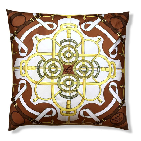Eperon d'Or Vintage Silk Scarf Pillow 22"