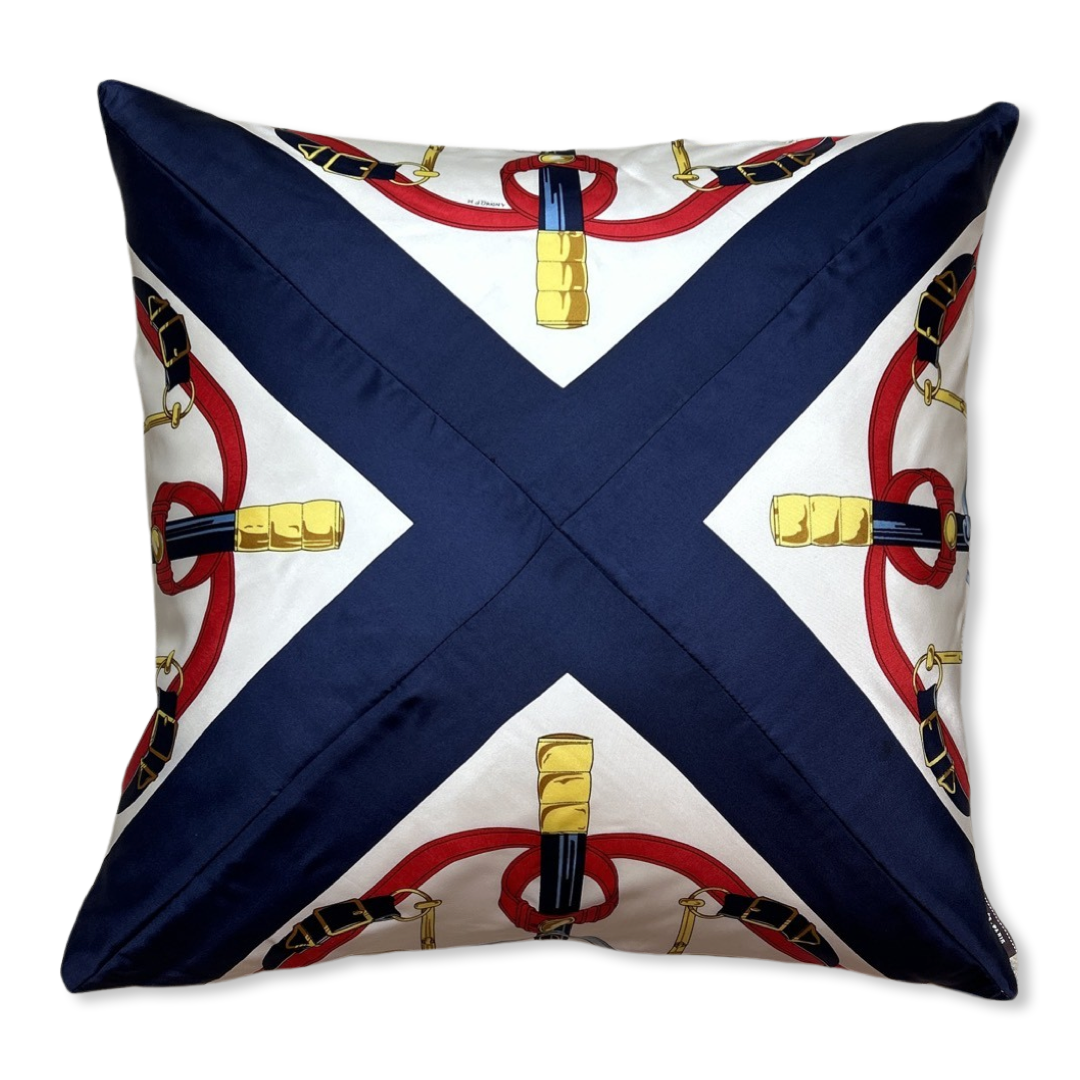 Eperon d'Or Vintage Silk Scarf Pillows 24"