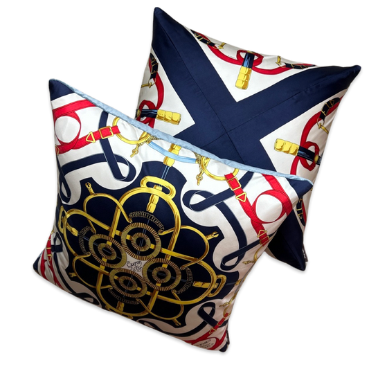 Eperon d'Or Vintage Silk Scarf Pillows 24"