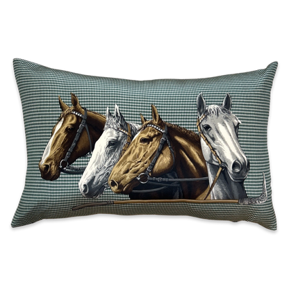 Equestrian Houndstooth Green Vintage Scarf Pillows