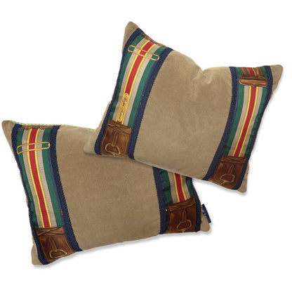 Equestrian Houndstooth Vintage Silk Scarf Pillows