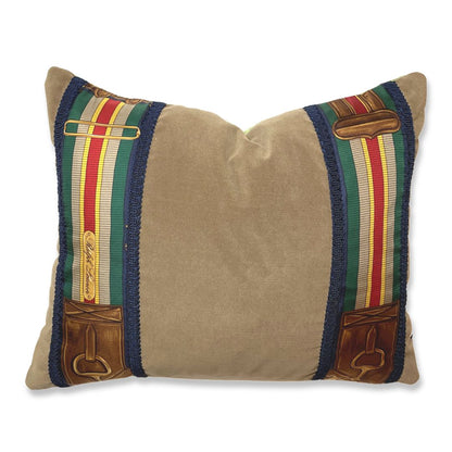 Equestrian Houndstooth Vintage Silk Scarf Pillows