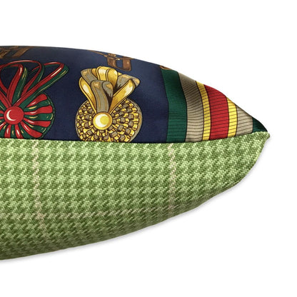 Equestrian Houndstooth Vintage Silk Scarf Pillows