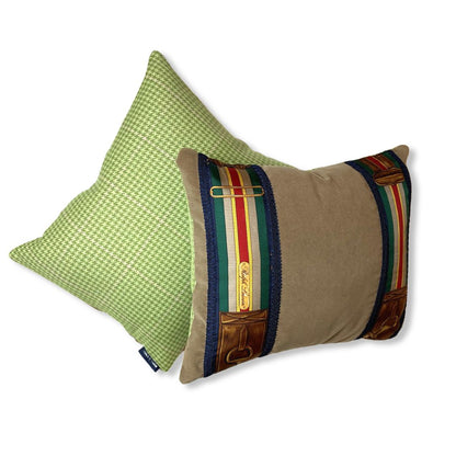 Equestrian Houndstooth Vintage Silk Scarf Pillows