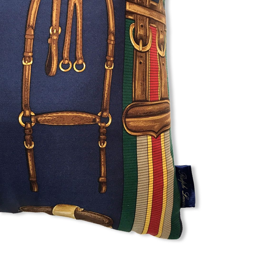 Equestrian Houndstooth Vintage Silk Scarf Pillows