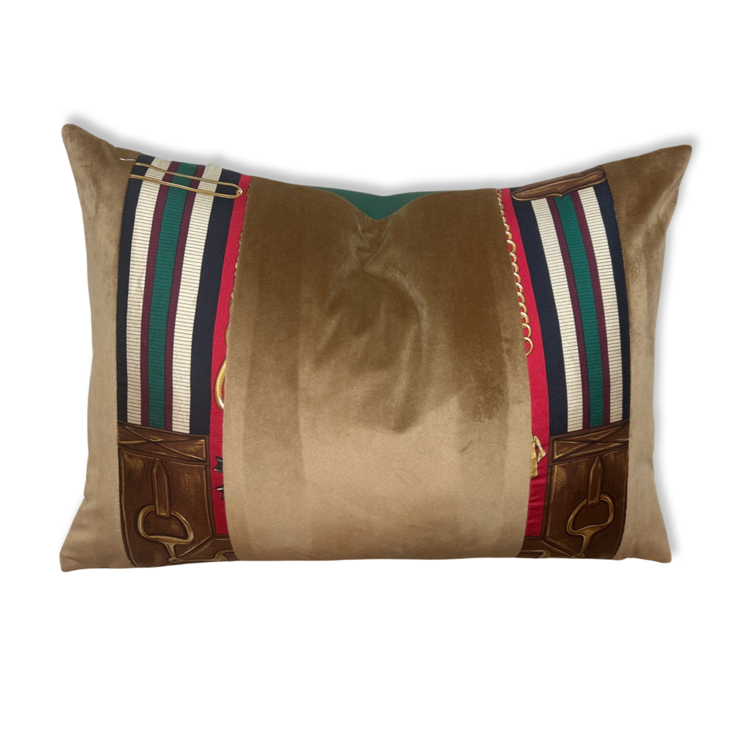Equestrian Red Vintage Silk Scarf Pillows